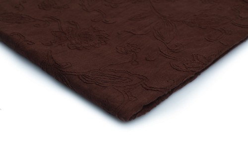 tkanina bawełna brązowa w haftowane kwiaty