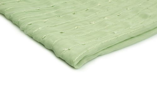 tkanina szyfon yoryo naszywany w kolorze pistacja z cekinami