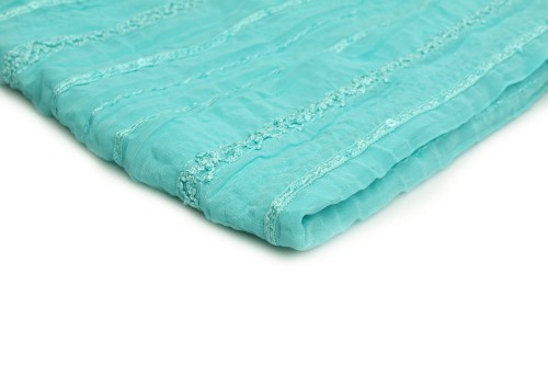 tkanina szyfon yoryo naszywany w kolorze błękit