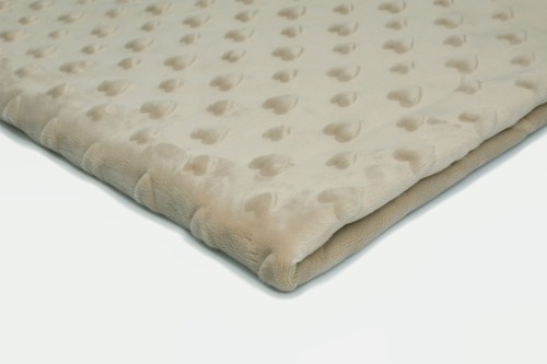 dzianina minky serca w kolorze jasny beż