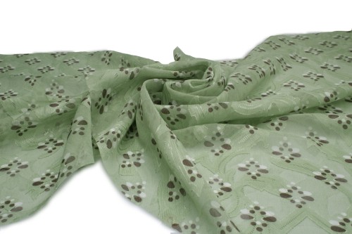 tkanina szyfon drukowany jasna oliwka w brązowo czarne plamki