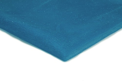 tkanina tiul z brokatem w kolorze niebieskim