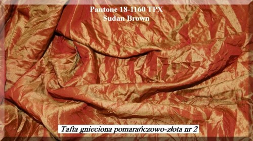 tkanina tafta gnieciona w kolorze pomarańczowo-złotym