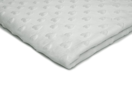 dzianina minky serca w kolorze białym