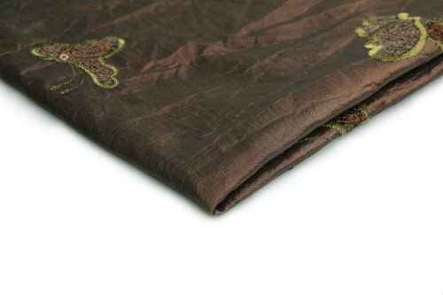 ctkanina w haftowane motylki w kolorze jasny brąz