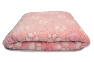 Minky Plüsch bilateral gedruckte Hundefüße, rosa