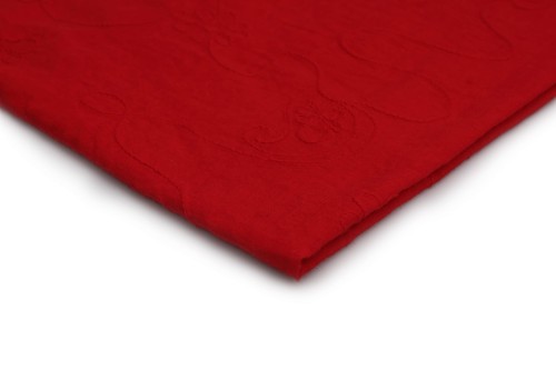 tkanina bawełna czerwona w haftowane stokrotki