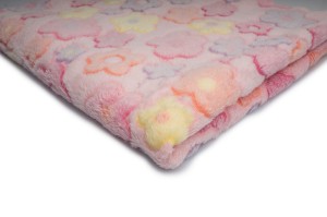 Minky Plush fleece Printed 3D Flowers Light Pink