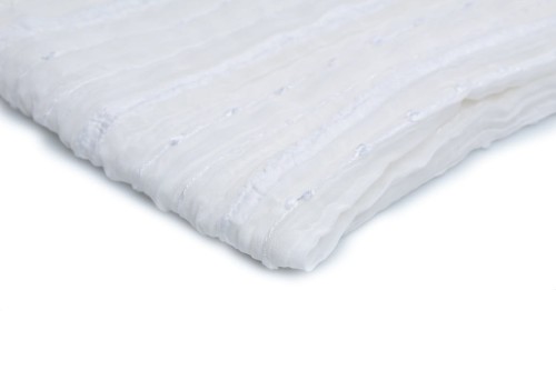 tkanina szyfon yoryo z tasiemką w kolorze białym