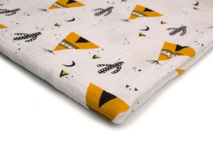 Musselin mit Aufdruck Tipi-Zelt