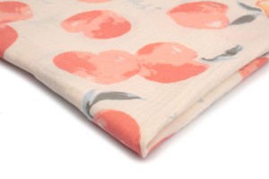 Musselin mit Aufdruck, Pfirsiche