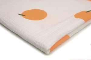 Musselin mit Aufdruck, Orangen