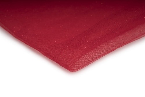 tkanina tiul elastyczny z brokatem w kolorze czerwonym