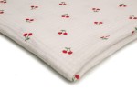 Musselin mit Aufdruck, Kirschen auf Weiß