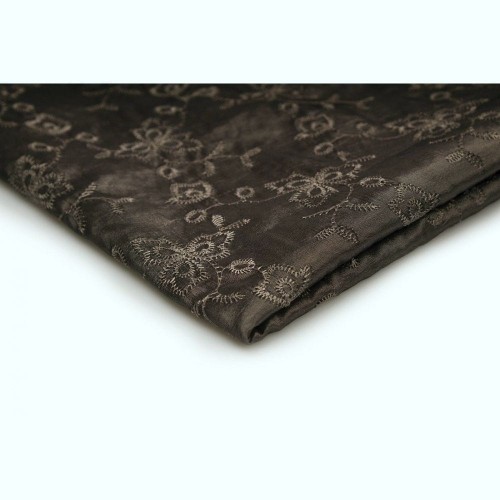 tkanina w haftowane drobne kwiaty w kolorze szarym