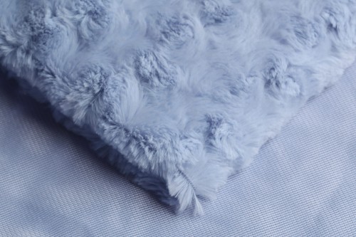 Dzianina Minky Futerko róże w kolor błękit