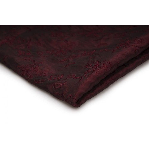 tkanina w haftowane drobne kwiaty w kolorze bordo