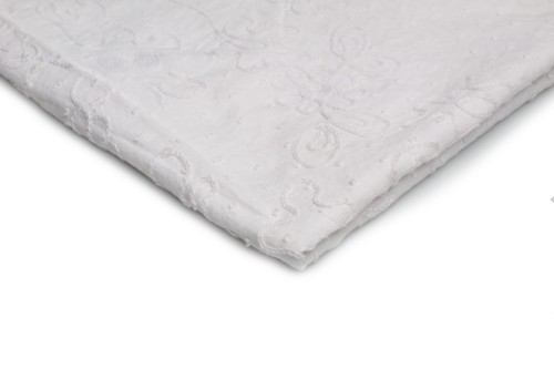 tkanina bawełna biała w haftowane stokrotki i kropeczki