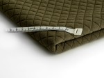 Gesteppt Gestrickt Stoff Große Schecks Dunkle Olive