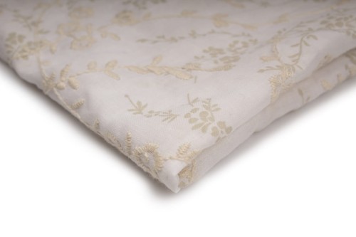 tkanina bawełna drukowana ecru w jasno oliwkowe kwiaty