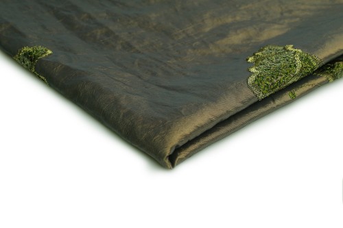 tkanina w haftowane motylki w kolorze oliwka