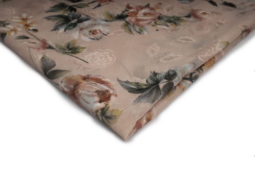 tkanina szyfon drukowany łosoś w pomarańczowe róże