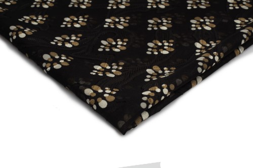 tkanina szyfon drukowany czarny w brązowo białe plamki