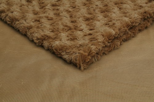 Dzianina Minky Futerko róże w kolorze toffi